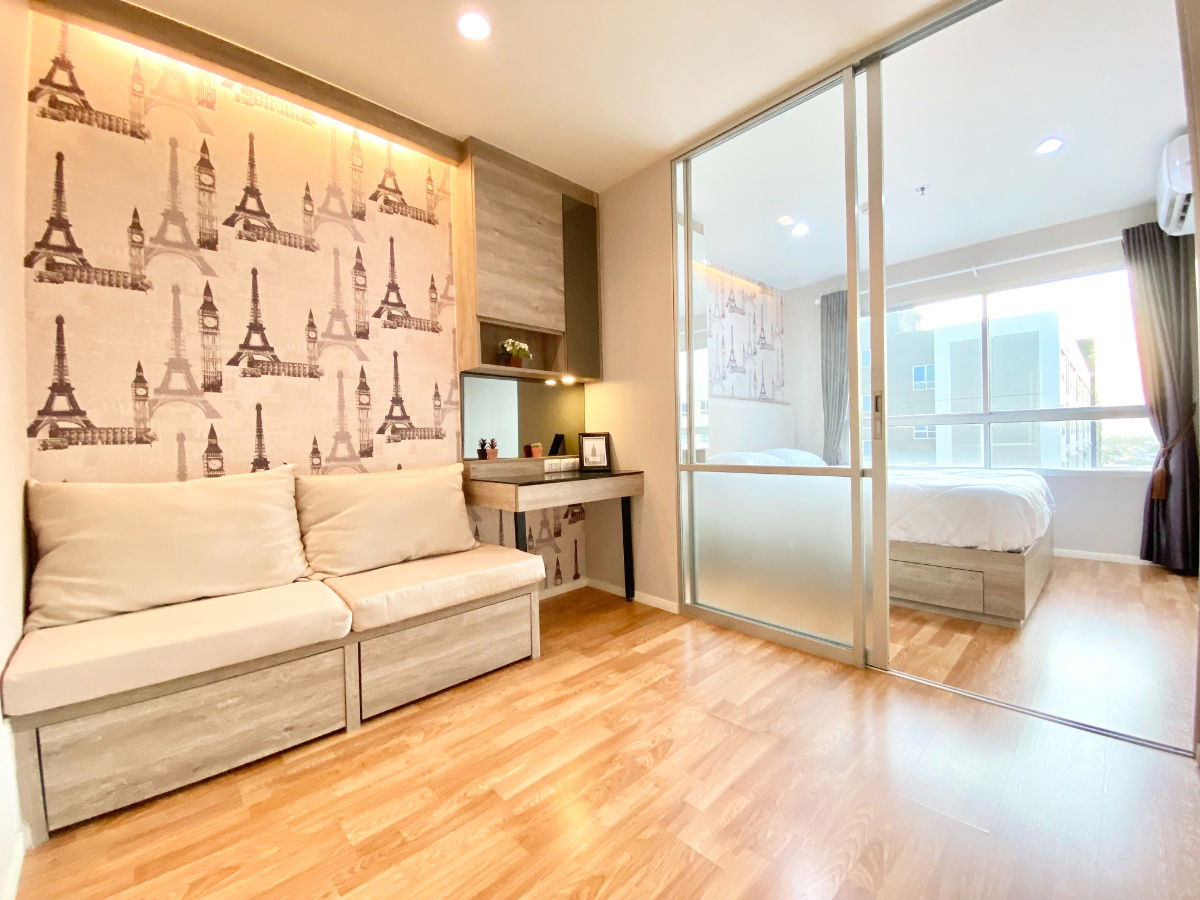 Condo for rent, Lumpini Park Nawamin-Sriburapha, size 26 sq.m., Building C2,11th floor, built-in furniture, complete electrical appliances (city view)