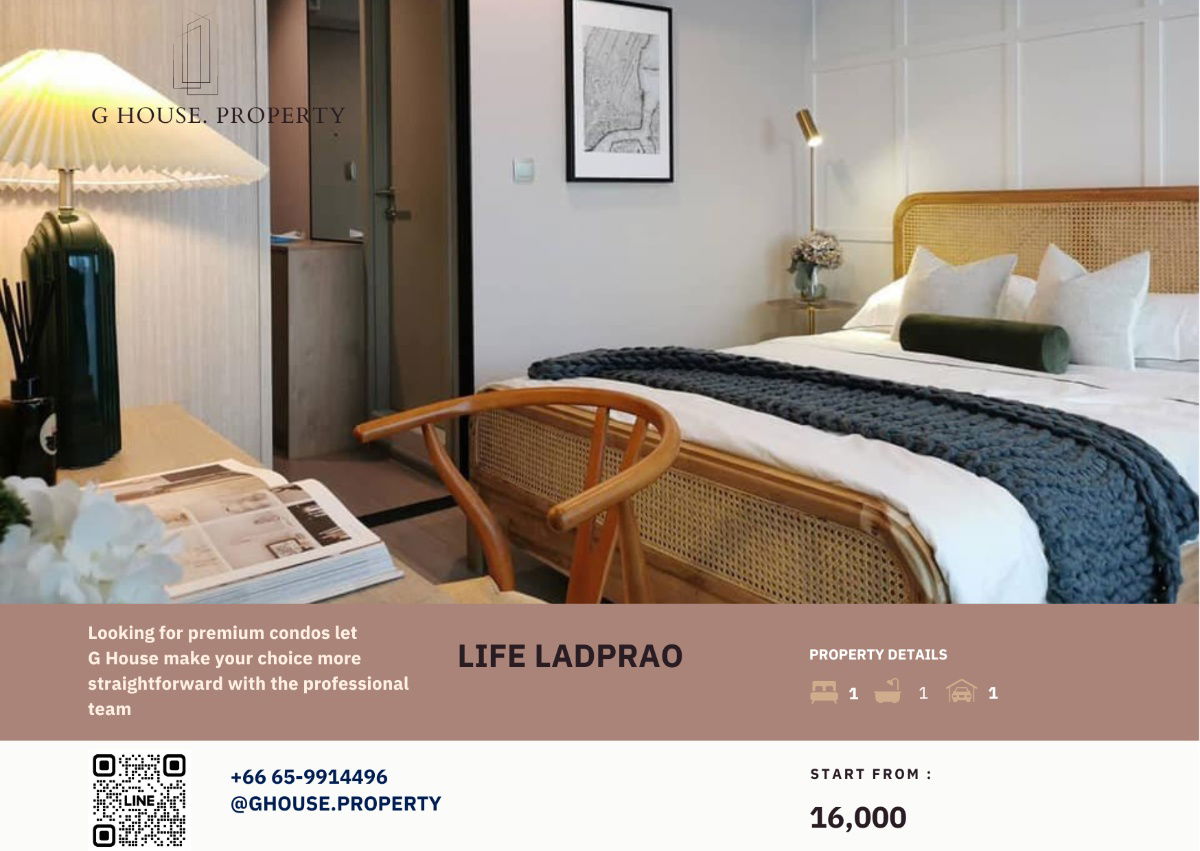 🧚‍♀️For Rent 🌞 : Life Ladprao next to Lad Prao BTS. Need more information, please contact via Line ID : @ghouse.property