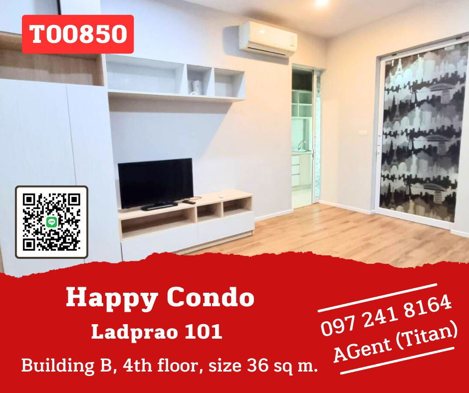 🔥🔥Happy Condo Ladprao 101 📌 Big room condo, good price, fully furnished, ready to move in. Like to negotiate on the job site!!! (T00850)