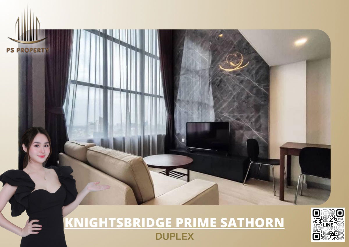 🏢 Condo for rent: Knightsbridge Prime Sathorn 🏢 DUPLEX, beautiful room, good view, fully furnished + electrical appliances, near BTS Chong Nonsi 🚆✨