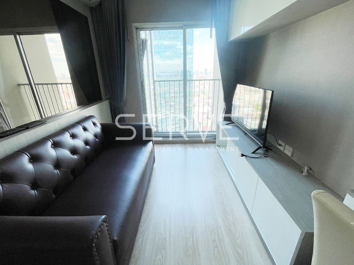 🔥1 Bed Modern Style High Fl. 25+ Nice View & Good Location Next to MRT Thailand Cultural Centre 80 m. at Noble Revolve Ratchada 1 Condo / For Rent