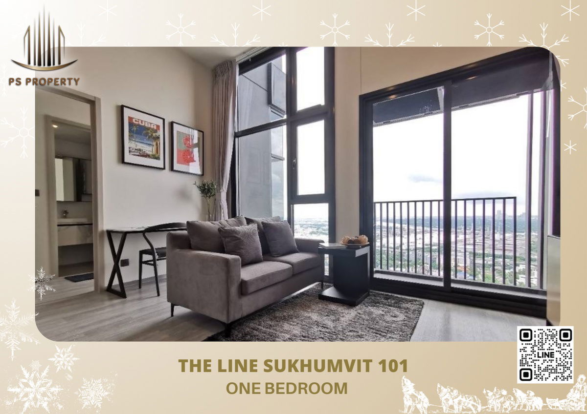For rent 🔥THE LINE Sukhumvit 101🔥Corner room, beautifully decorated, good view, high floor, complete furniture and electrical appliances.
