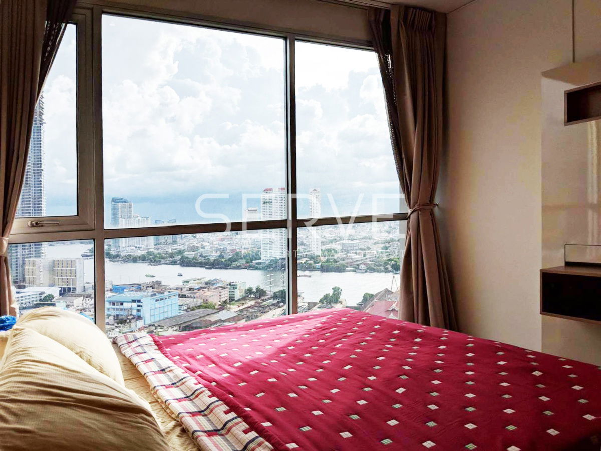 🔥2 Beds with Bathtub High Fl. River View Good Location BTS Saphan Taksin station 340 m. at Rhythm Sathorn Condo / For Rent