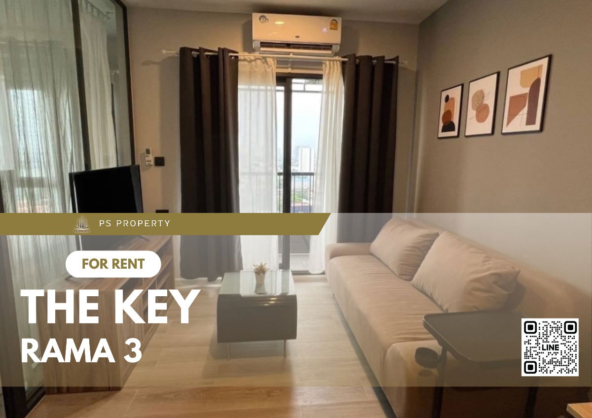 For rent✨The Key Rama 3✨Furniture, complete electrical appliances. View of the Chao Phraya River, next to Rama 3 Road.