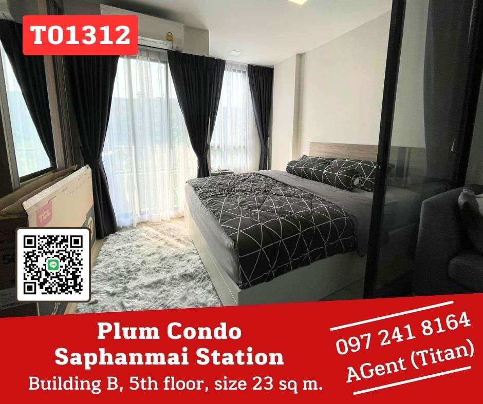 🔥🔥 Plum Condo Saphanmai Station, beautiful room, fully decorated, ready to move in, fully furnished, like coming to talk at the event (T01312)