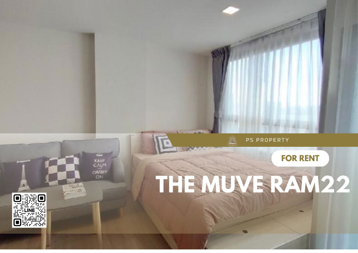 For rent 🔥The Muve ram22🔥Beautiful room, furniture, complete electrical appliances, near Seri Market, Hua Mak, 300 m.