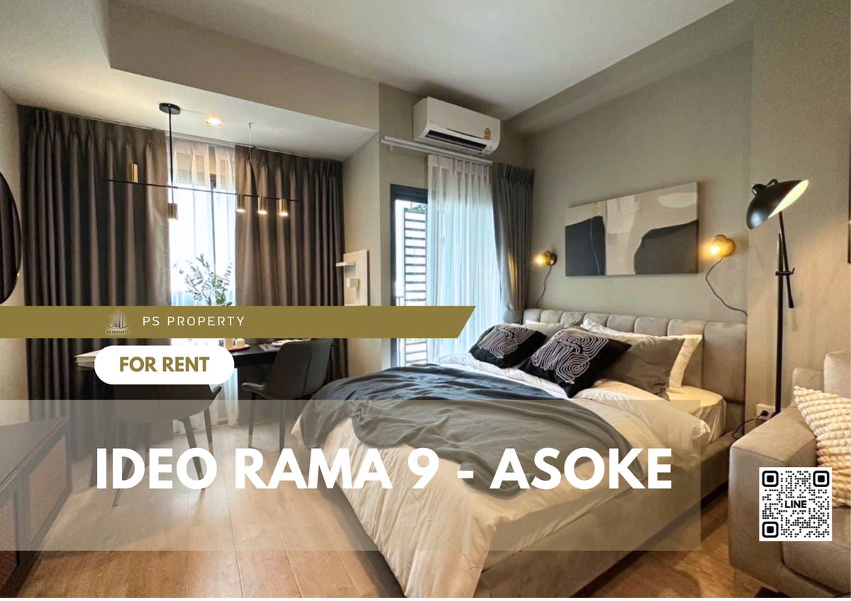 For rent 📌IDEO Rama 9 - Asoke📌 Beautiful room, decorated with built-ins. Complete furniture and electrical appliances 🚆near MRT Rama 9
