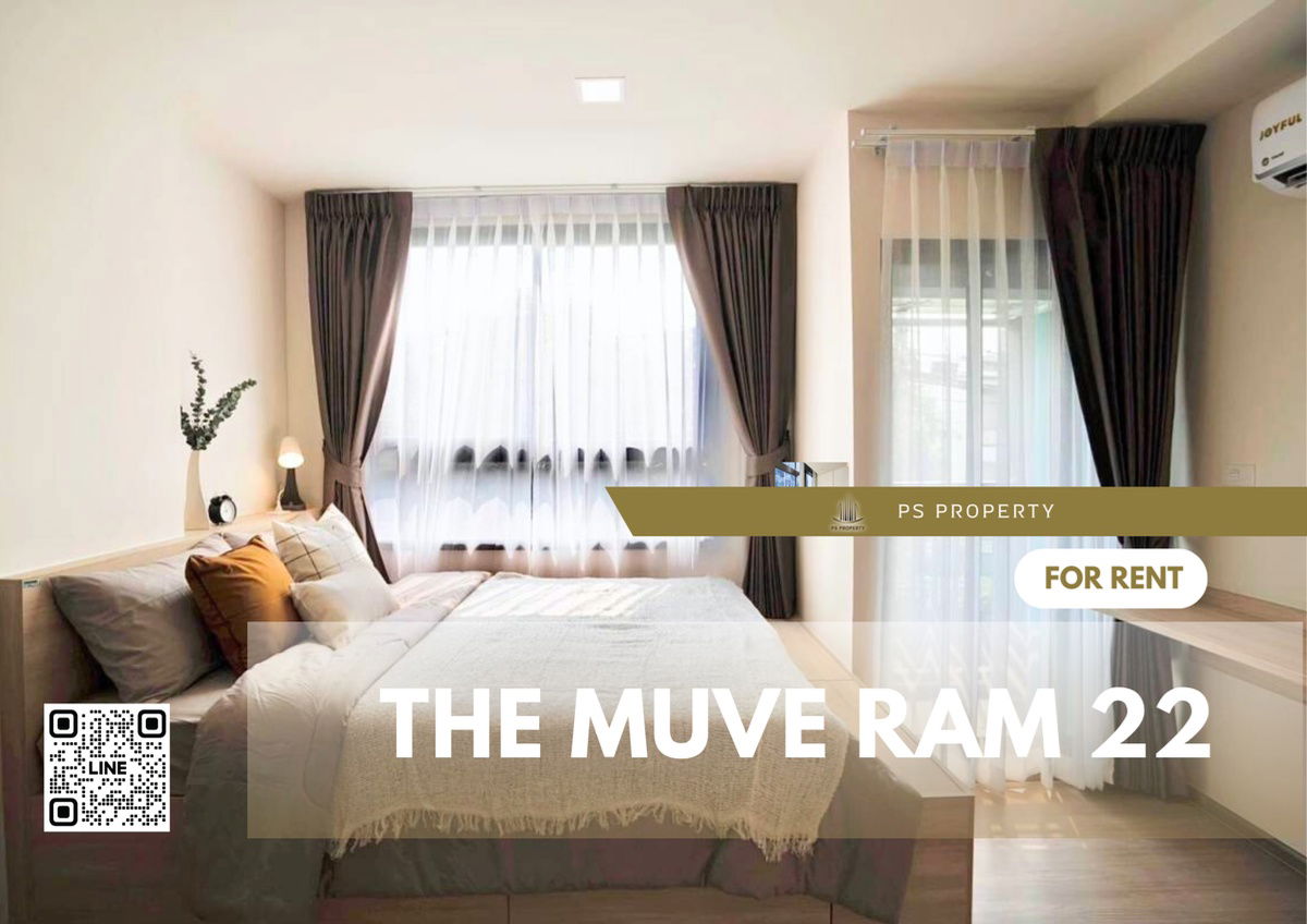 For rent 🏙️THE MUVE RAM 22🏙️Beautiful room, complete furniture and electrical appliances. Ready to move in 🚆near MRT Ramkhamhaeng