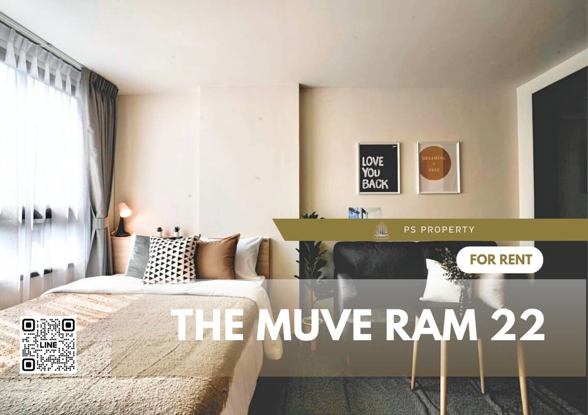 For rent 🦋THE MUVE RAM 22🦋Beautiful room, fully furnished, ready to move in, near MRT Ramkhamhaeng.