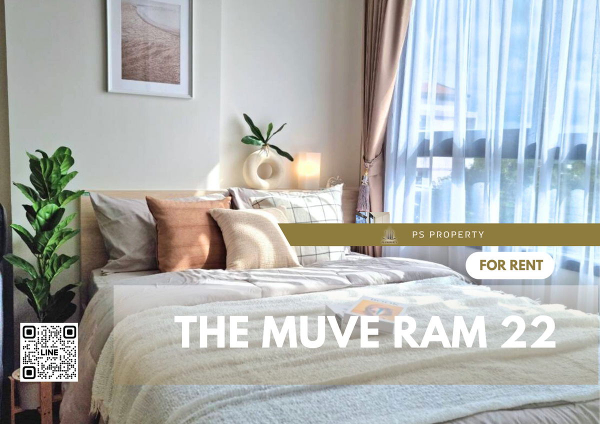 For rent 🔺THE MUVE RAM 22🔺Beautiful room, complete with furniture and electrical appliances. Ready to move in 🚆near MRT Ramkhamhaeng