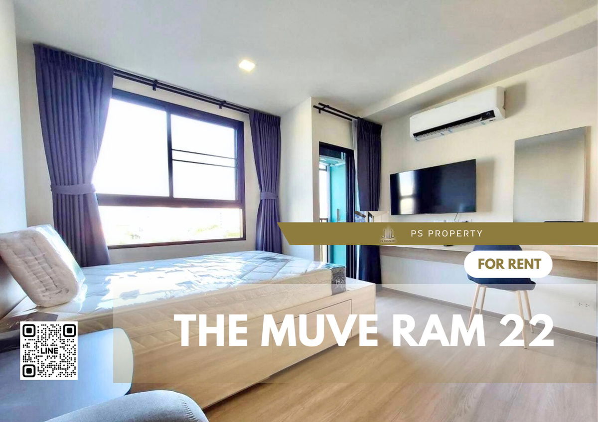 For rent 🎈THE MUVE Ram 22🎈Beautiful room, decorated, complete with furniture and electrical appliances. 🚆Near APL Ramkhamhaeng