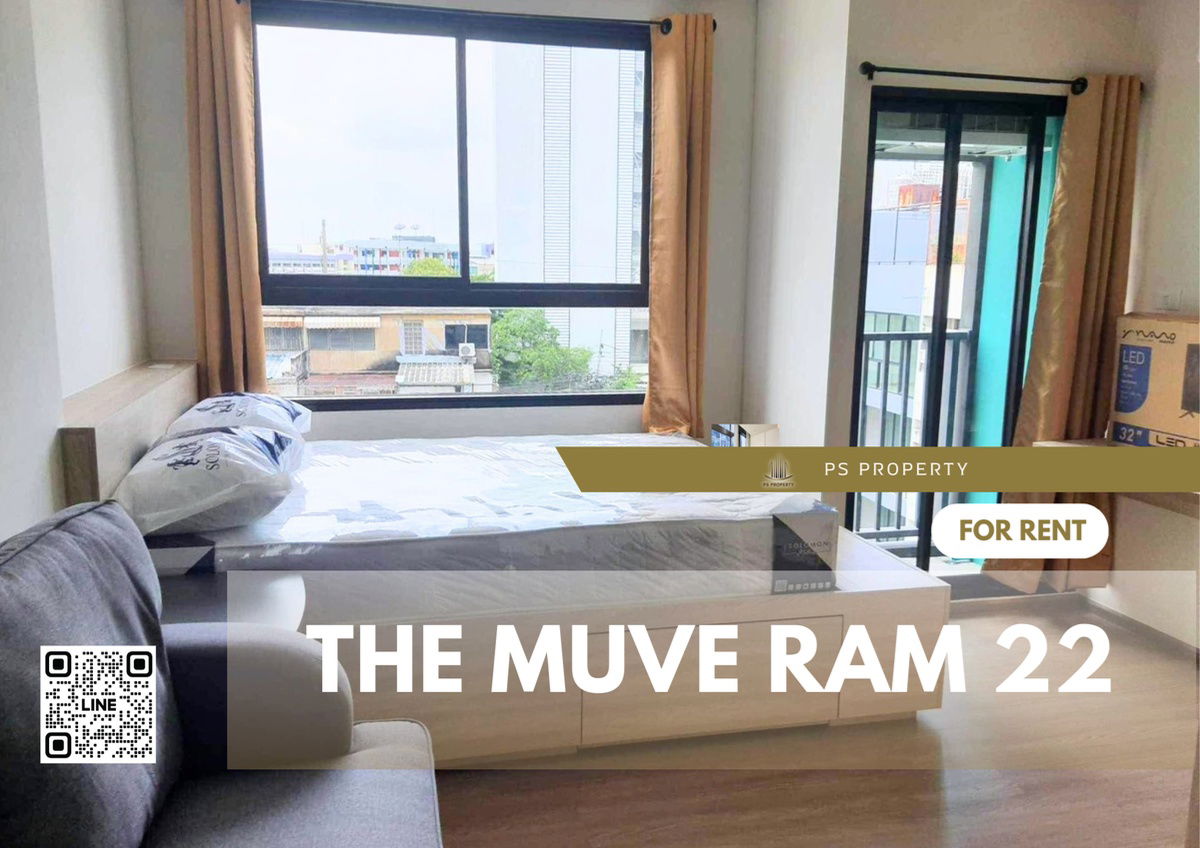 For rent 🦋The Muve Ram 22🦋 Beautiful room, fully decorated, built-in, complete furniture and electrical appliances 🚆near MRT Ramkhamhaeng