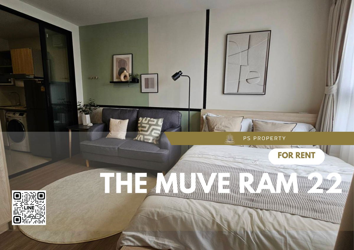 For rent 📣 THE MUVE Ram 22 📣 Beautiful room, fully decorated, with furniture. Electrical appliances near MRT Ramkhamhaeng