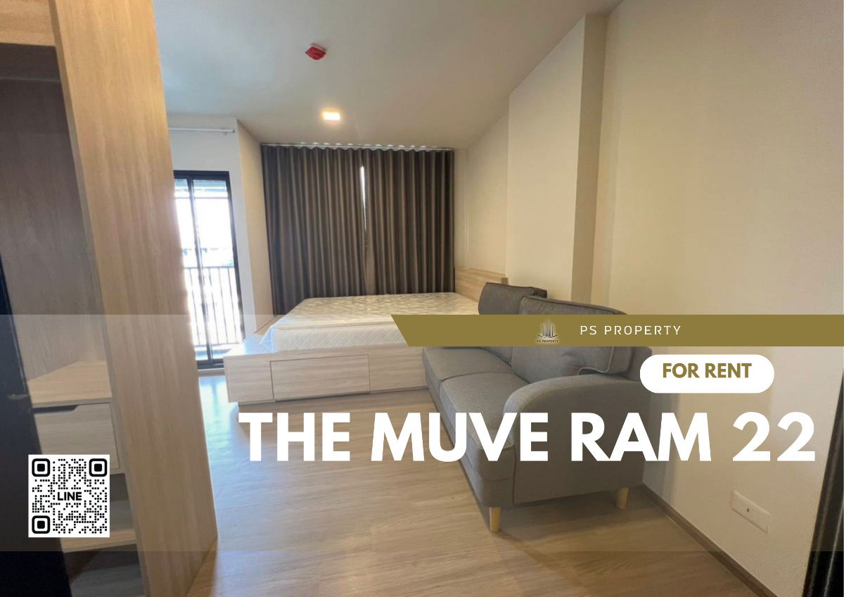 For rent 📣 THE MUVE Ram 22 📣 Beautiful room, furniture, complete electrical appliances, near MRT Ramkhamhaeng.