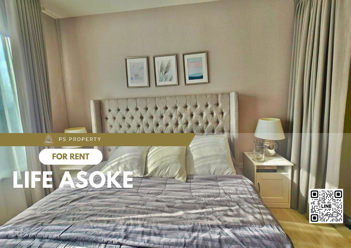 For rent 📍 Life Asoke 📍 Beautifully decorated, fully furnished with furniture and electrical appliances, near MRT Phetchaburi.