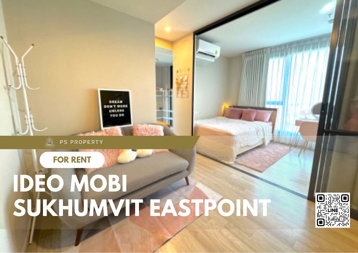 For rent 🔺 IDEO Mobi Sukhumvit Eastpoint 🔺 complete furniture and electrical appliances, near BTS Bangna