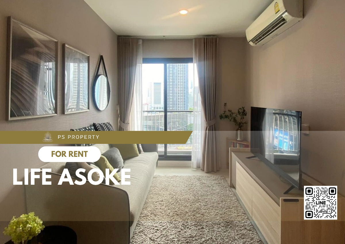 For rent 📌 Life Asoke 📌 complete furniture and electrical appliances, near MRT Phetchaburi