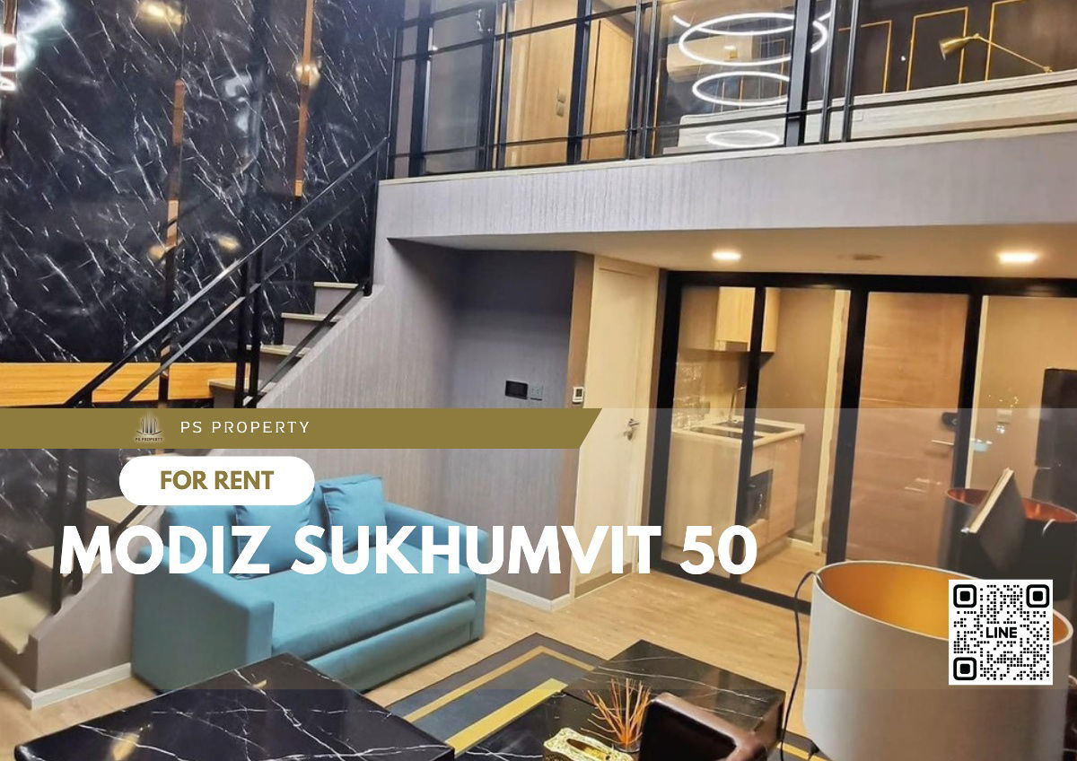 For rent 🌟 MODIZ Sukhumvit 50 🌟 Complete furniture and electrical appliances, high floor, beautiful view of the Chao Phraya River curve.