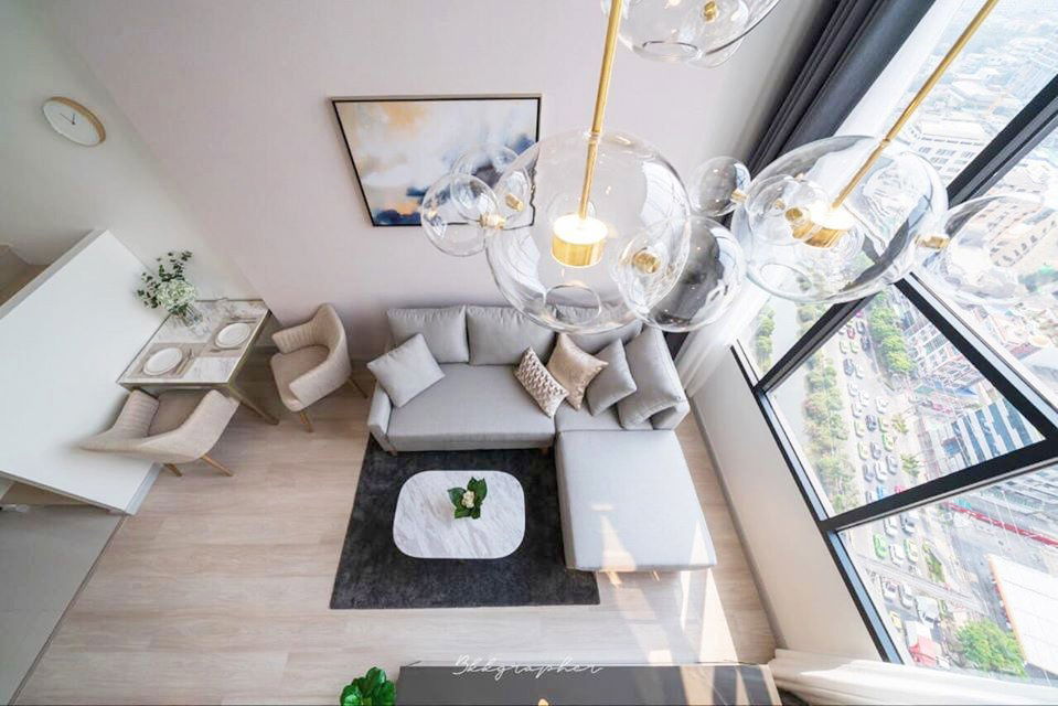 🔥🔥Nice Decorate Duplex 1 Beds 45 sq.m. High Fl. 25+ Good Location BTS Chong Nonsi 600 m. at Knightsbridge Prime Sathorn Condo / For Rent