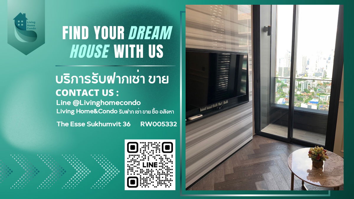For rent The Esse Sukhumvit 36, beautiful, luxurious room, high floor, fully furnished LH-RW005332