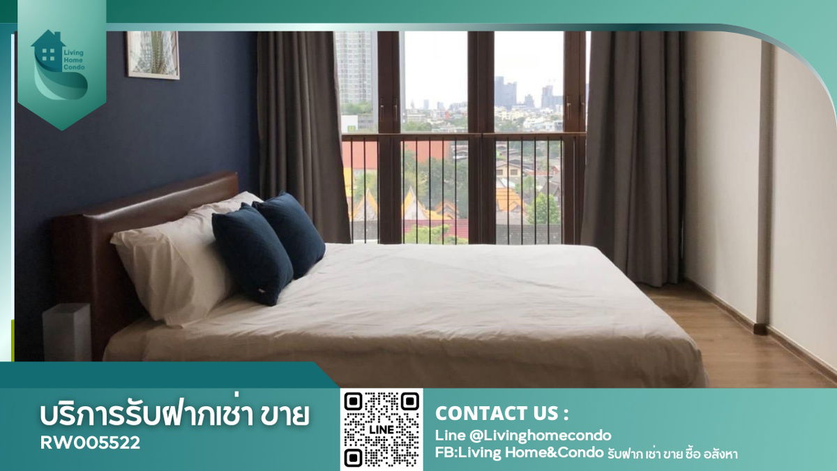 For rent Hasu Haus 2 bedrooms, 2 bathrooms, beautiful room, ready to move in, has a bathtub, canal view LH-RW005522