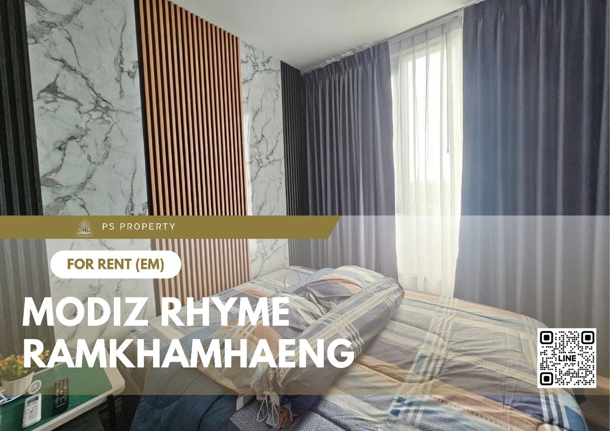 For rent 🔥 Modiz Rhyme Ramkhamhaeng 🔥 near MRT, only 80 meters, complete with furniture and electrical appliances.