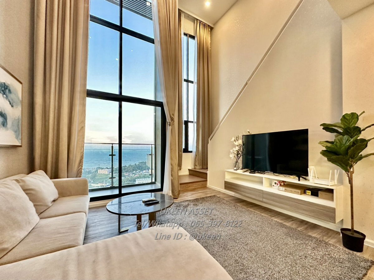 UK01-139 เช่าคอนโด Knightsbridge The Ocean Sriracha : Duplex 3 ห้องนอน ขนาด 102 ตรม.|