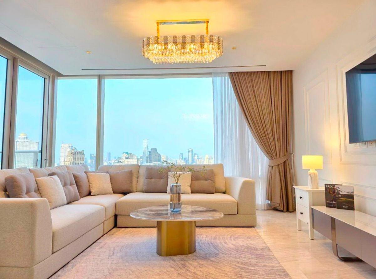 rent: Four Seasons Private Residence, beautiful room, very luxurious, 2 bedrooms, view of Icon Siam and Chao Phraya . Interested, add Line @841qqlnr