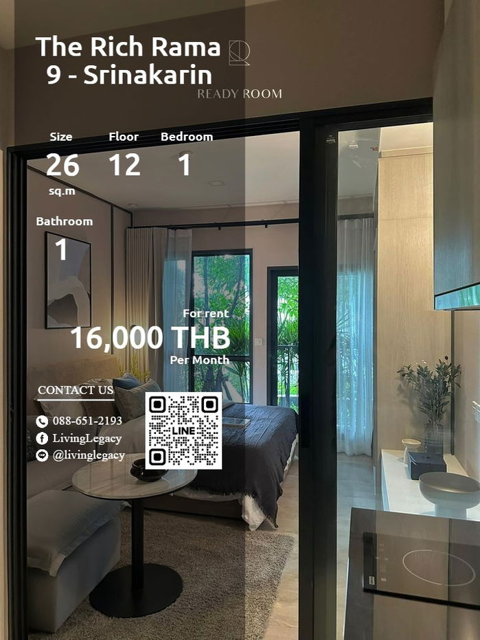 SF297S Condo For Rent The Rich Rama 9 - Srinakarin 26 Sq.M. Floor 12 line id : @livinglegacy