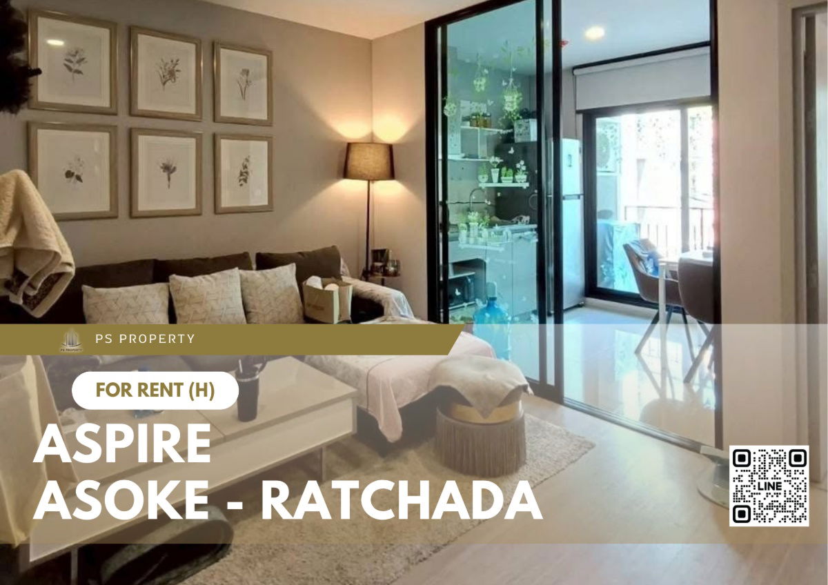 For rent ✨ Aspire Asoke - Ratchada ✨ Fully furnished and equipped with electrical appliances, near MRT Rama 9