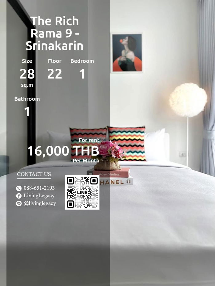 SP14FG Condo For Rent The Rich Rama 9 - Srinakarin 28 Sq.M. Floor 22 line id : @livinglegacy