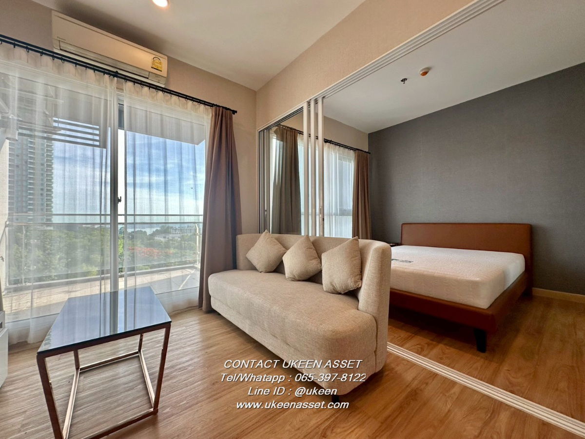 UK01-271 For Rent The Zea Sriracha, sea view from every corner of the room, 8 th floor, size 35 sq m, only 11,000 baht.