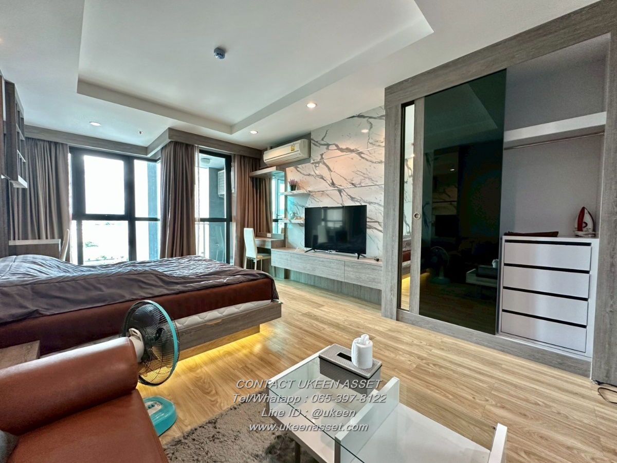 UK01-267 Condo in the heart of Sriracha, Ladda Plus Sriracha: near Sukhumvit, only 10,000 baht/month, Studio room, 32 sq m. 12A floor | 6 foot bed