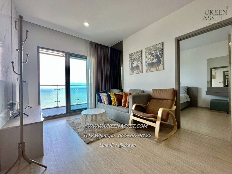 UK01-290 Condo for rent The Symphony Bangsaen-Sriracha: 2 bedrooms, 75 sq m., only 37,000 baht/month | 180° sea view