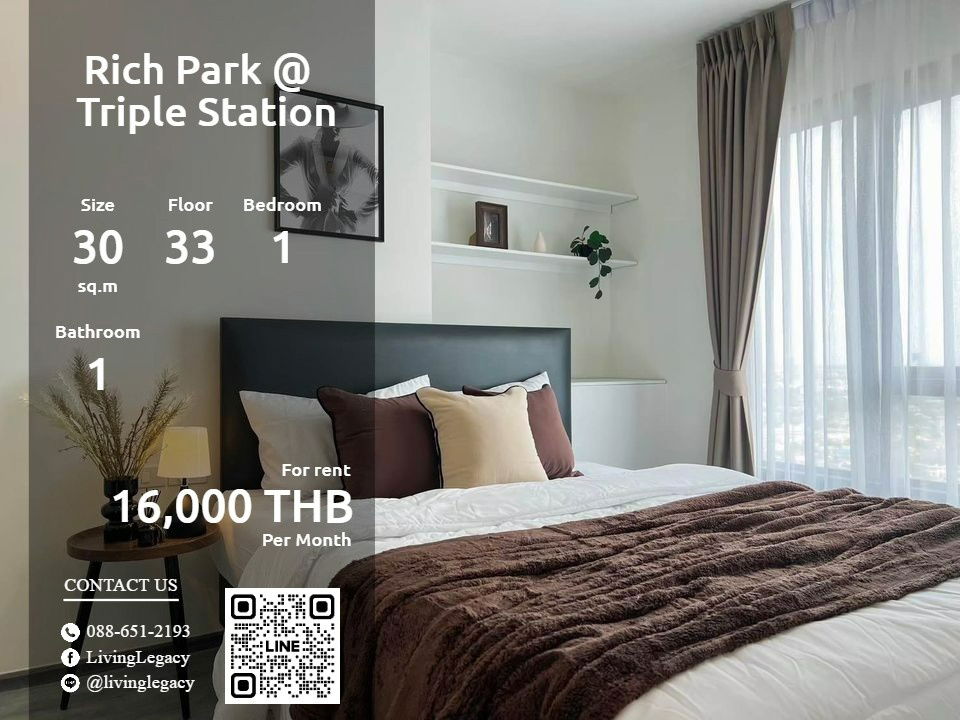 LX2VRYSU Condo ငှားရန်ရှိသည် Rich Park @ Triple Station 30 Sq.M.