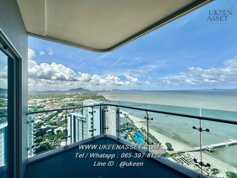 UK01-291 Condo The Symphony Bangsaen-Sriracha: 2 bedrooms | 2 bathrooms, large balcony with 180° sea view, for rent only 38,000 baht/month