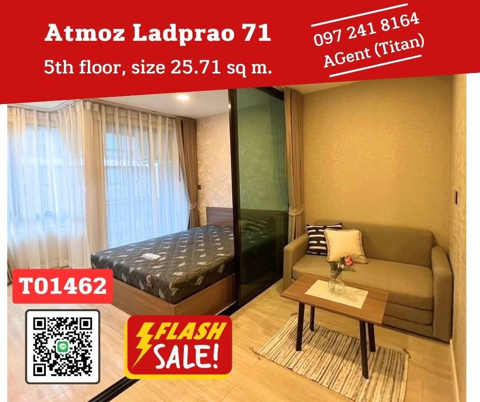 🎉  The room is free. Ready to stay. Atmoz Ladprao 71 🎉 Decorated with fir. Make an appointment first. (T01462)