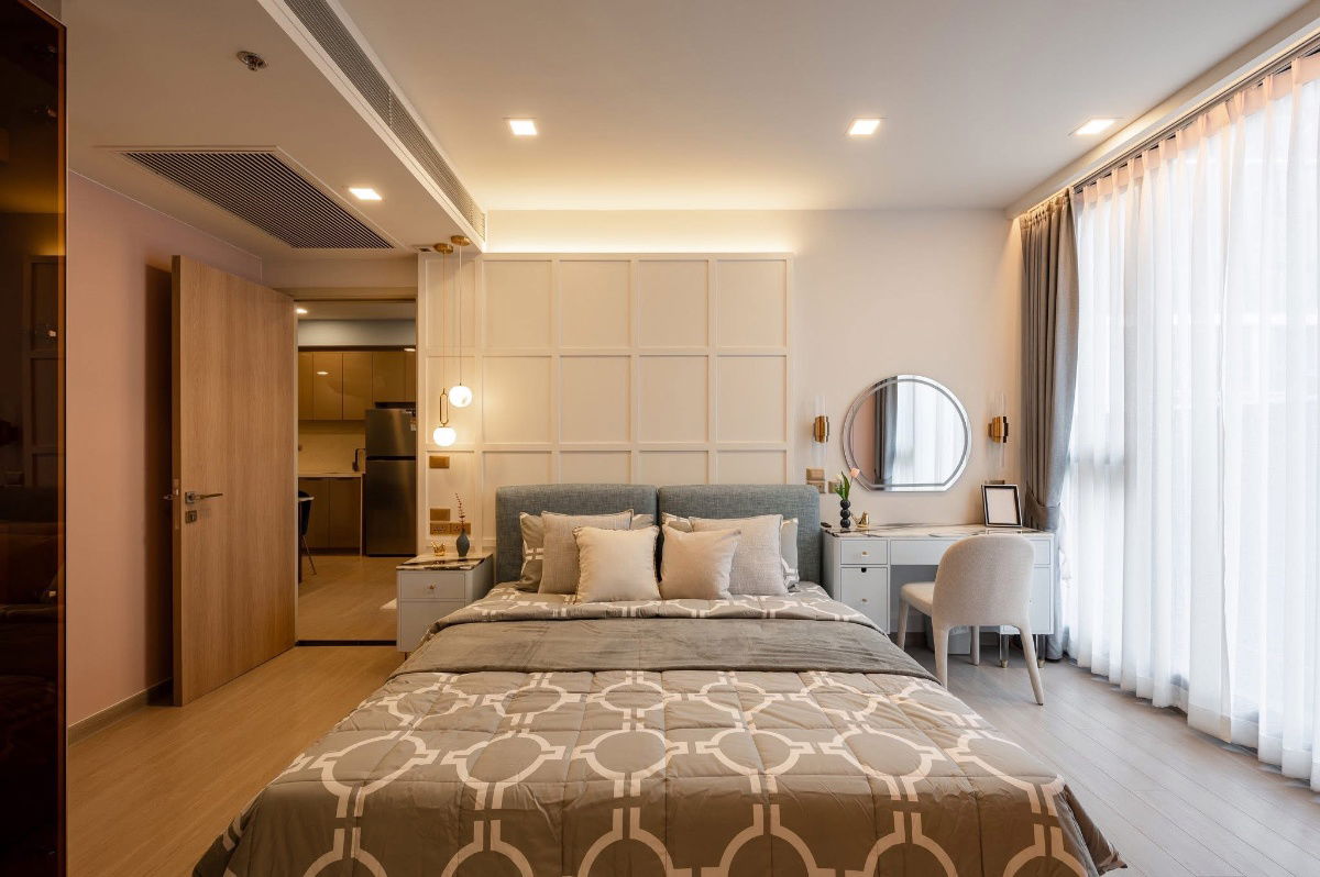 P1087 Condo for rent One9Five Asoke-Rama9, 2 bedrooms, beautifully decorated, ready to move in, super special price.