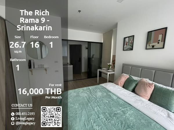SQIOBC 公寓出租 The Rich Rama 9 - Srinakarin 26.79 平方米