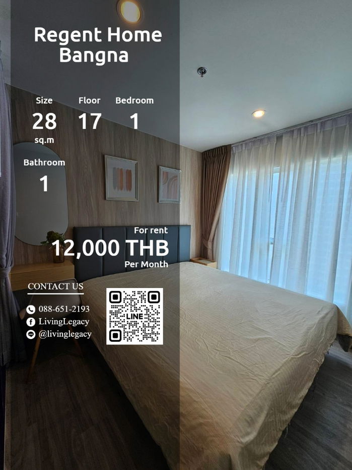 T0IGNR Condo For Rent Regent Home Bangna 28 Sq.M. Floor 17 line id : @livinglegacy