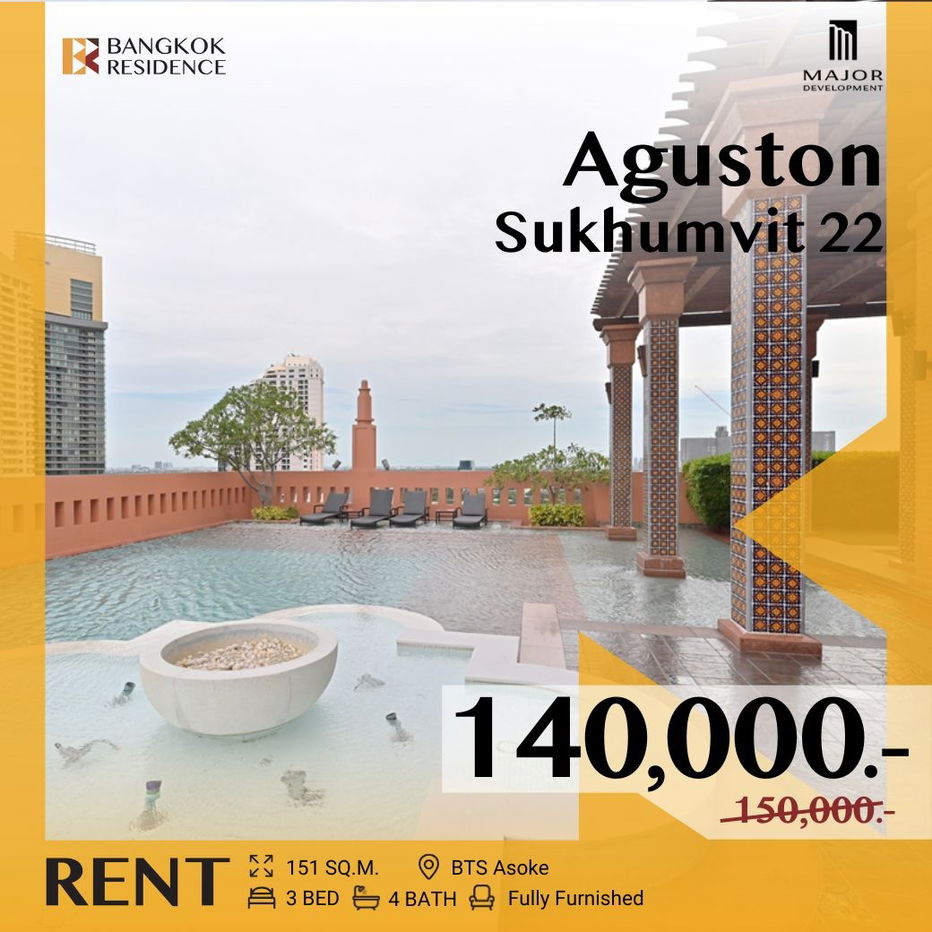Aguston Sukhumvit 22 ✨ 🐱 High Floor, Pet-Friendly with Special Price 🔥 Near BTS Asok