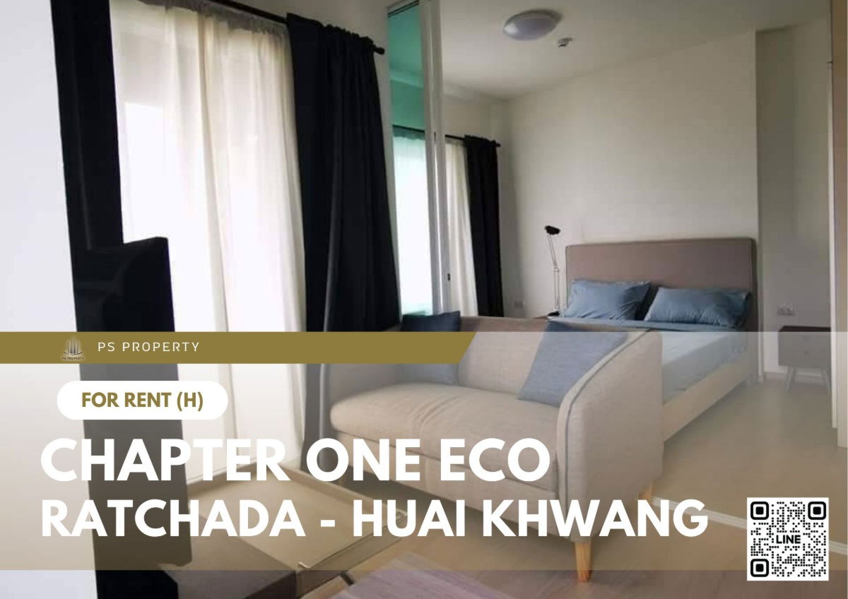For rent ✨ Chapter One Eco Ratchada - Huai Khwang ✨ Fully furnished and equipped, near MRT Huai Khwang