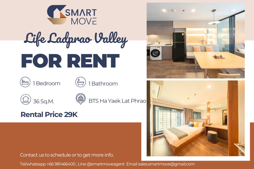 🔥 For Rent !!🔥 Code C20240600076..........Life Ladprao Valley, 1 bedroom, 1 bathroom, high floor 24++, furnished, ready to move in 📣📣