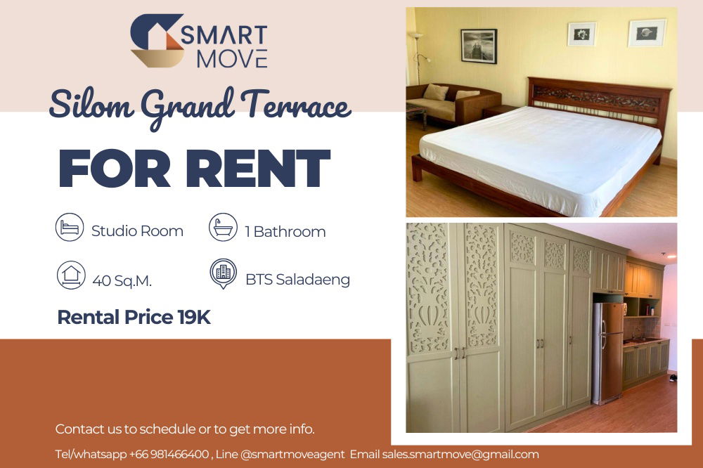 🔥 For Rent !!🔥 Code C20230204030..........Silom Grand Terrace, Studio room, 1 bathroom, Good location, furnished, ready to move in 📣📣