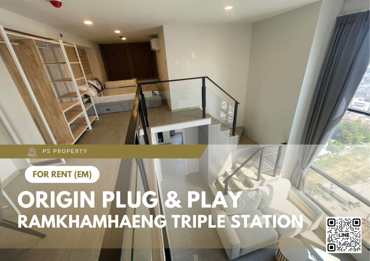 For rent 📍 Origin Plug & Play Ramkhamhaeng Triple Station 📍 DUPLEX room with complete furniture and appliances