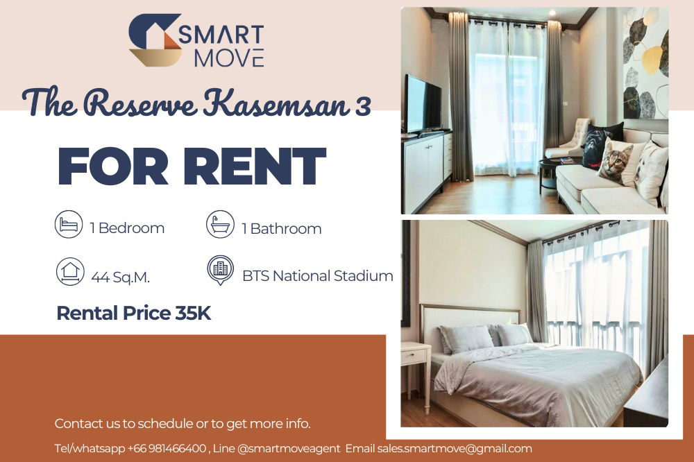 🔥 For Rent !!🔥 Code C20240300381..........The Reserve Kasemsan 3, 1 bedroom, 1 bathroom, There is a bathtub, furnished, ready to move in 📣📣