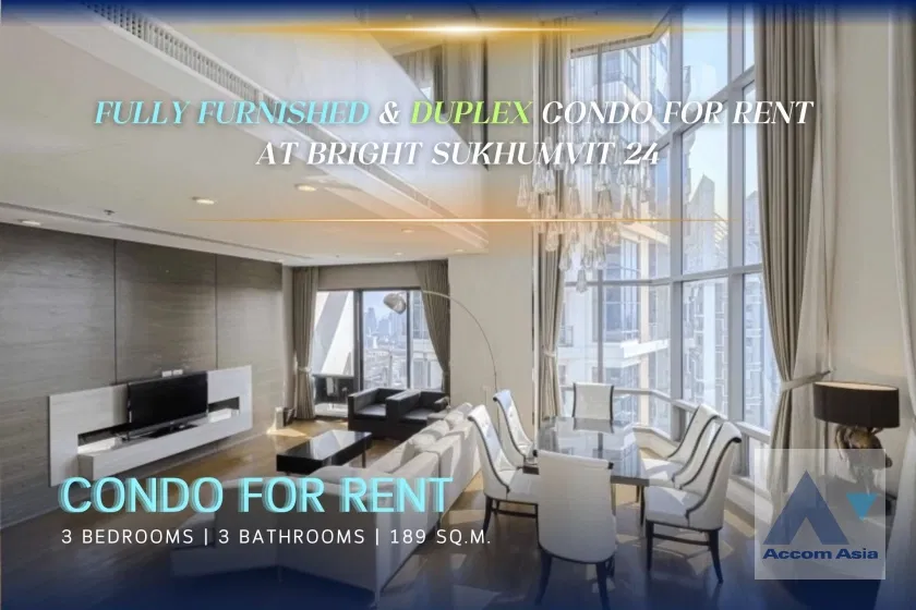 🔼🔽 AccomA 📩 Elegant 3 bedrooms for rent at Bright Sukhumvit 24 (AA21878)
