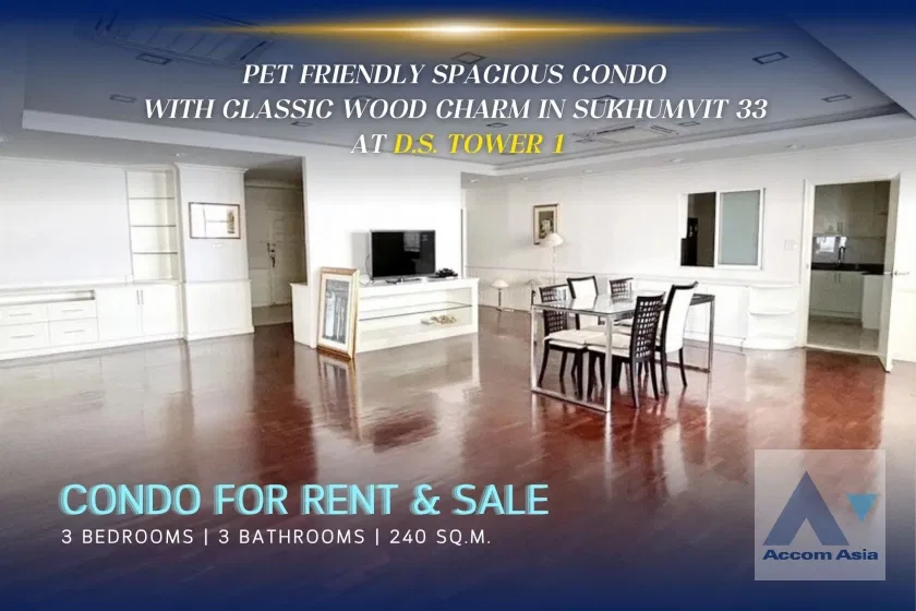 🔼🔽 AccomA 📩 Spacious condo with classic wood charm in Sukhumvit 33 (1519254)