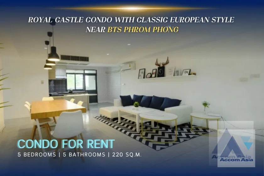 🔼🔽 AccomA 📩 Royal Castle condo with classic European style  Near BTS Phrom Phong (AA37144)