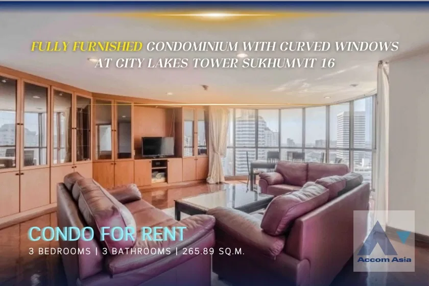 🔼🔽 AccomA 📩 Bright condominium with curved windows and open-plan living in Sukhumvit (24409)